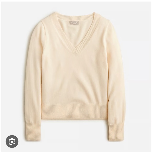 J. Crew Italian Cashmere V-Neck Sweater Ivory Small - Picture 1 of 5